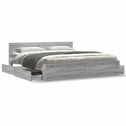 vidaXL Bed Frame with Headboard without Mattress Grey Sonoma 200x200 cm