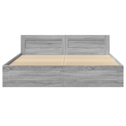 vidaXL Bed Frame with Headboard without Mattress Grey Sonoma 200x200 cm