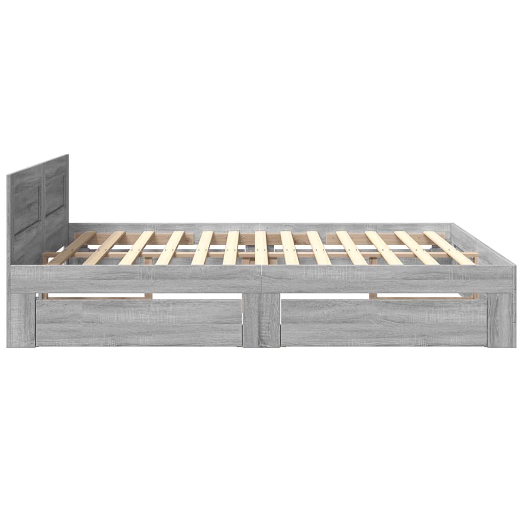 vidaXL Bed Frame with Headboard without Mattress Grey Sonoma 200x200 cm