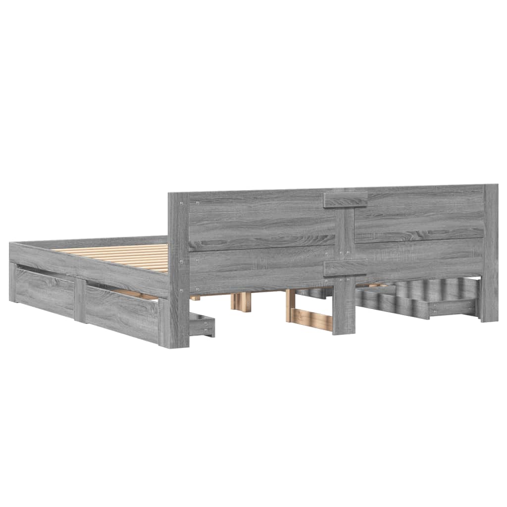 vidaXL Bed Frame with Headboard without Mattress Grey Sonoma 200x200 cm