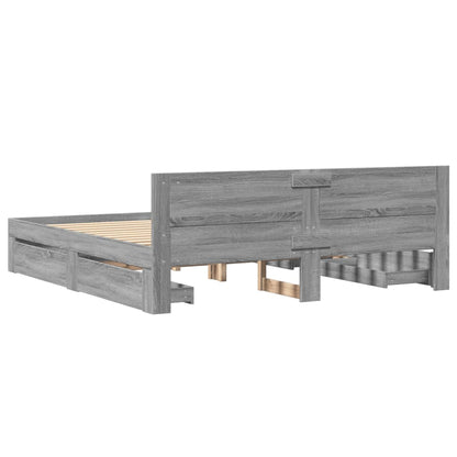 vidaXL Bed Frame with Headboard without Mattress Grey Sonoma 200x200 cm