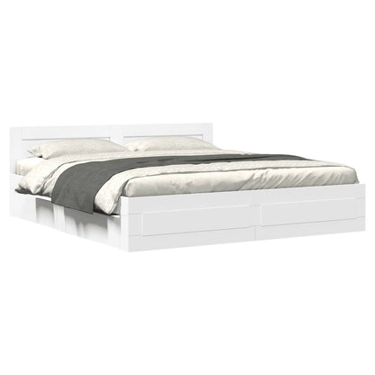 vidaXL Bed Frame with Headboard without Mattress White 180x200 cm Super King