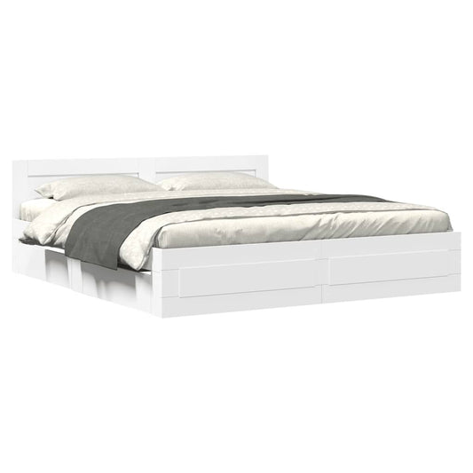vidaXL Bed Frame with Headboard without Mattress White 180x200 cm Super King