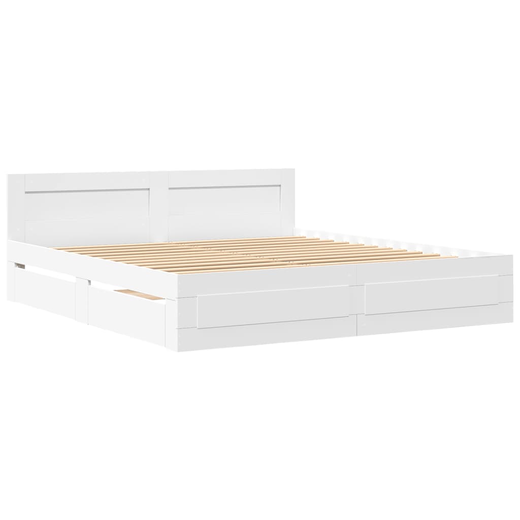 vidaXL Bed Frame with Headboard without Mattress White 180x200 cm Super King