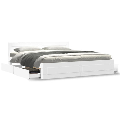 vidaXL Bed Frame with Headboard without Mattress White 180x200 cm Super King