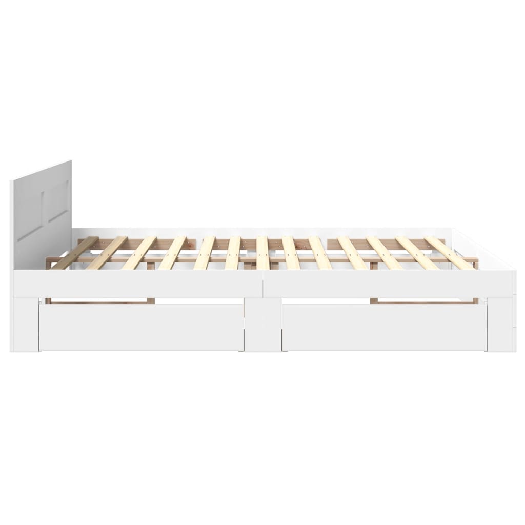 vidaXL Bed Frame with Headboard without Mattress White 180x200 cm Super King