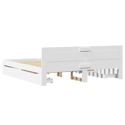 vidaXL Bed Frame with Headboard without Mattress White 180x200 cm Super King