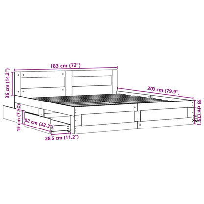 vidaXL Bed Frame with Headboard without Mattress White 180x200 cm Super King