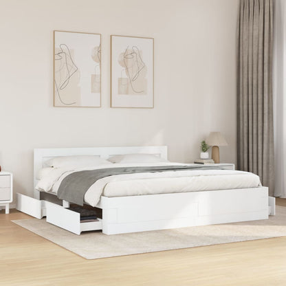 vidaXL Bed Frame with Headboard without Mattress White 180x200 cm Super King