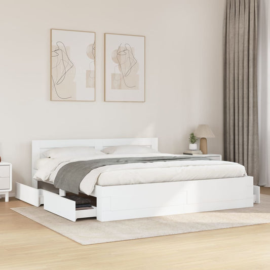 vidaXL Bed Frame with Headboard without Mattress White 180x200 cm Super King