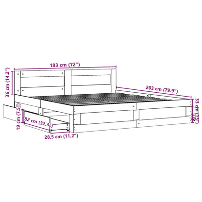 vidaXL Bed Frame with Headboard without Mattress Smoked Oak 180x200 cm Super King
