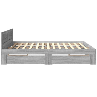 vidaXL Bed Frame with Headboard without Mattress Grey Sonoma 180x200 cm Super King