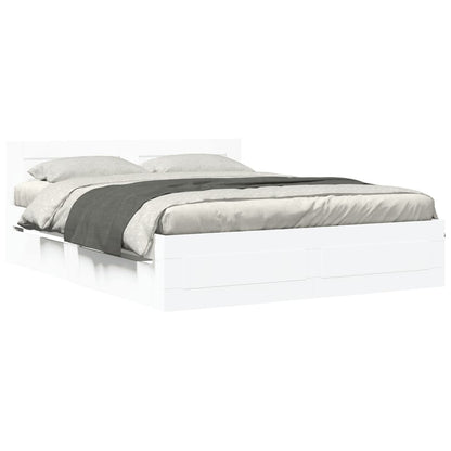 vidaXL Bed Frame with Headboard without Mattress White 160x200 cm