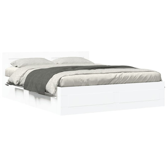 vidaXL Bed Frame with Headboard without Mattress White 160x200 cm