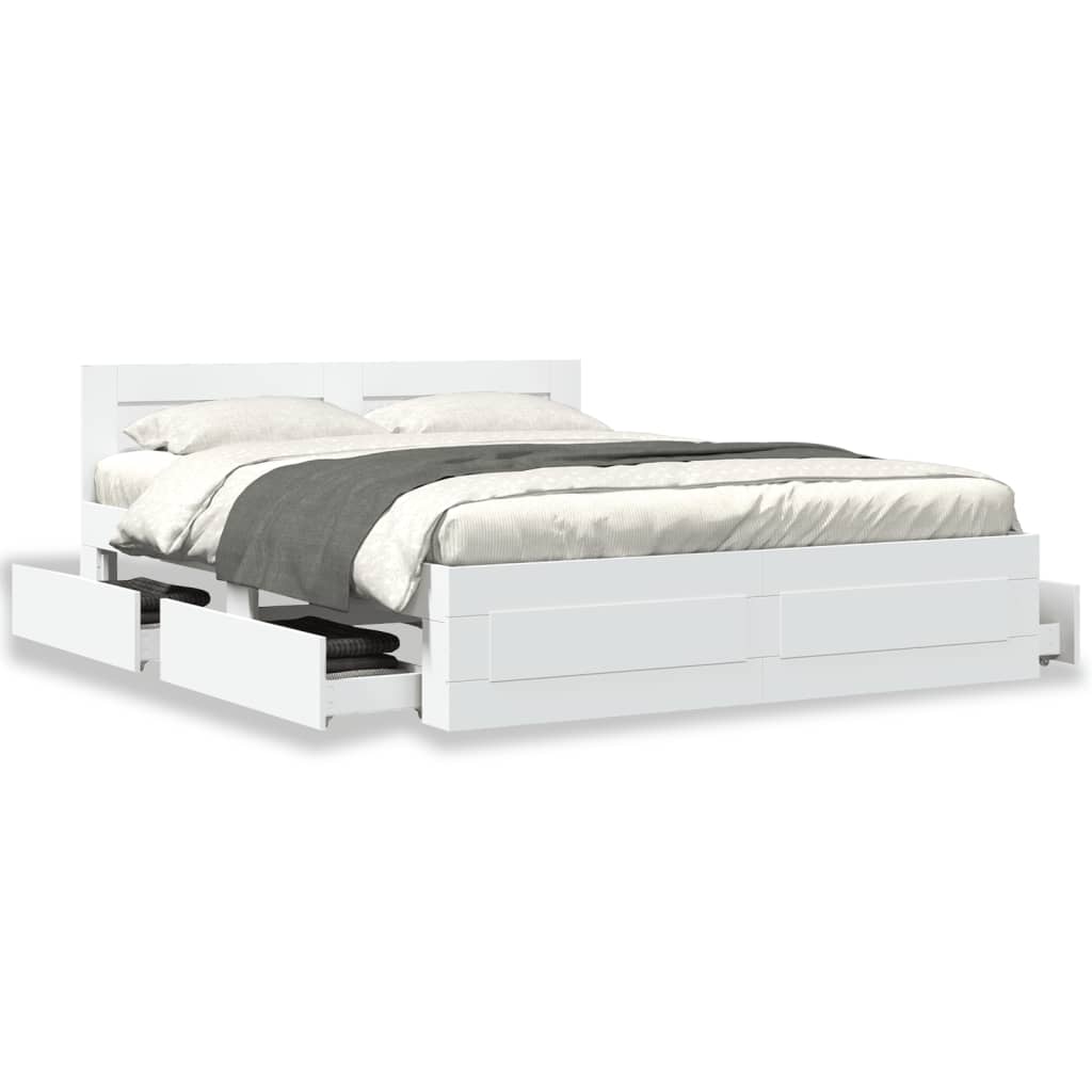vidaXL Bed Frame with Headboard without Mattress White 160x200 cm
