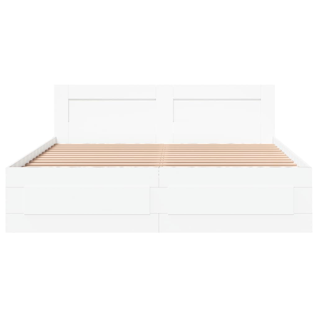 vidaXL Bed Frame with Headboard without Mattress White 160x200 cm