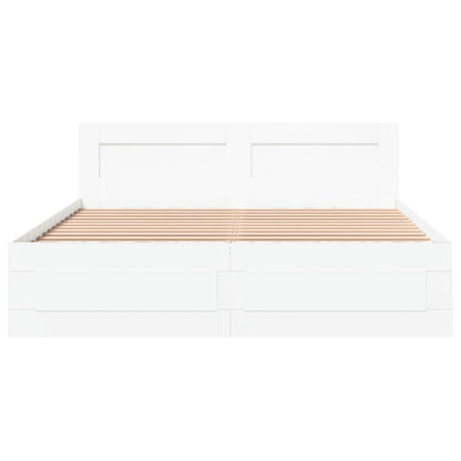 vidaXL Bed Frame with Headboard without Mattress White 160x200 cm