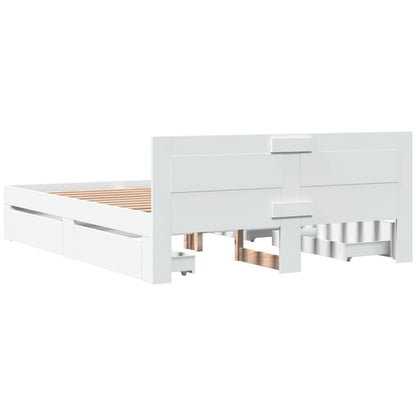 vidaXL Bed Frame with Headboard without Mattress White 160x200 cm