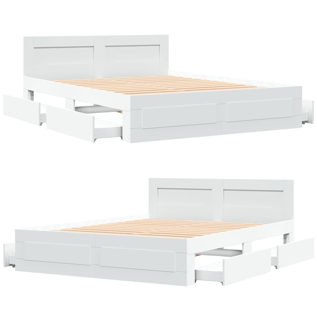 vidaXL Bed Frame with Headboard without Mattress White 160x200 cm