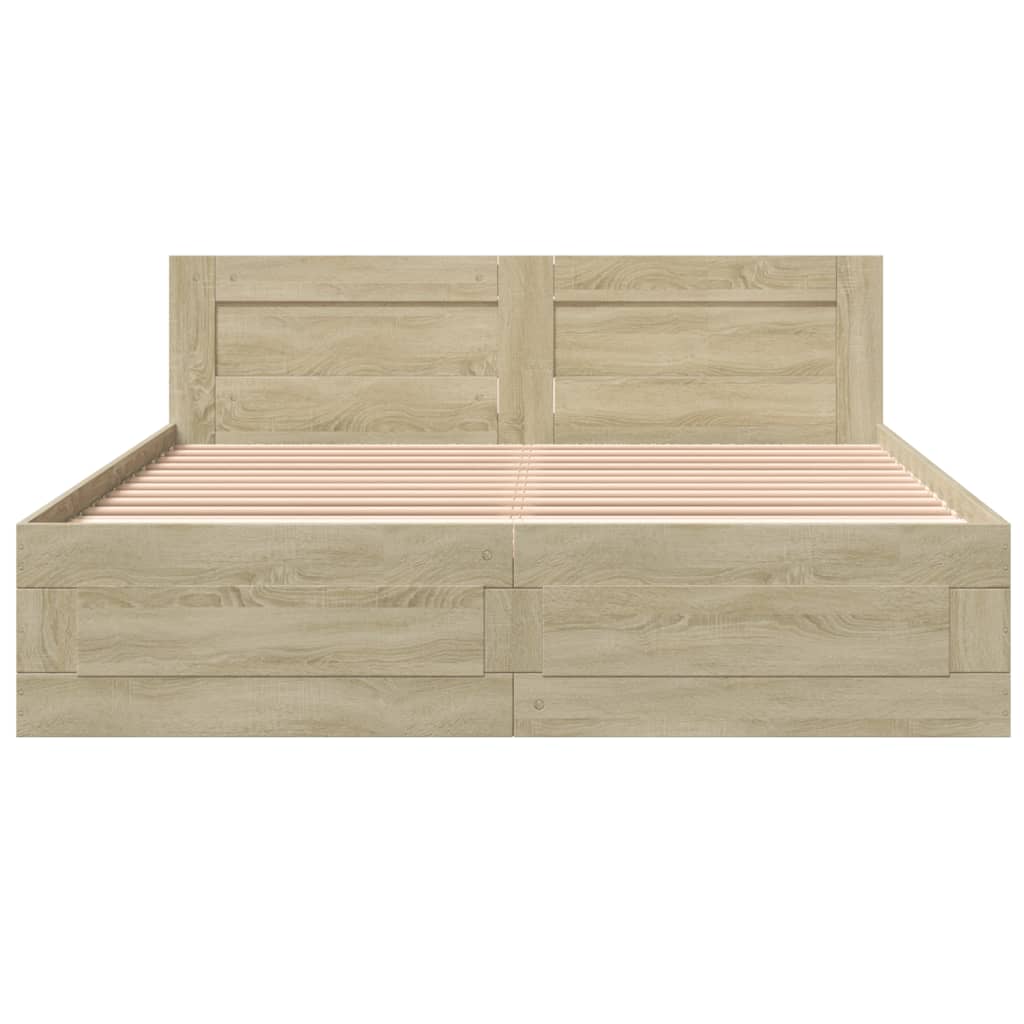 vidaXL Bed Frame with Headboard without Mattress Sonoma Oak 160x200 cm