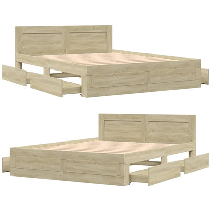 vidaXL Bed Frame with Headboard without Mattress Sonoma Oak 160x200 cm