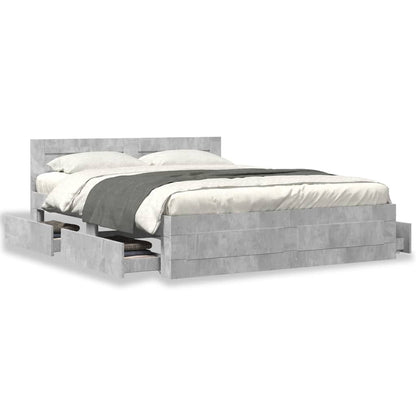 vidaXL Bed Frame with Headboard without Mattress Concrete Grey 160x200 cm
