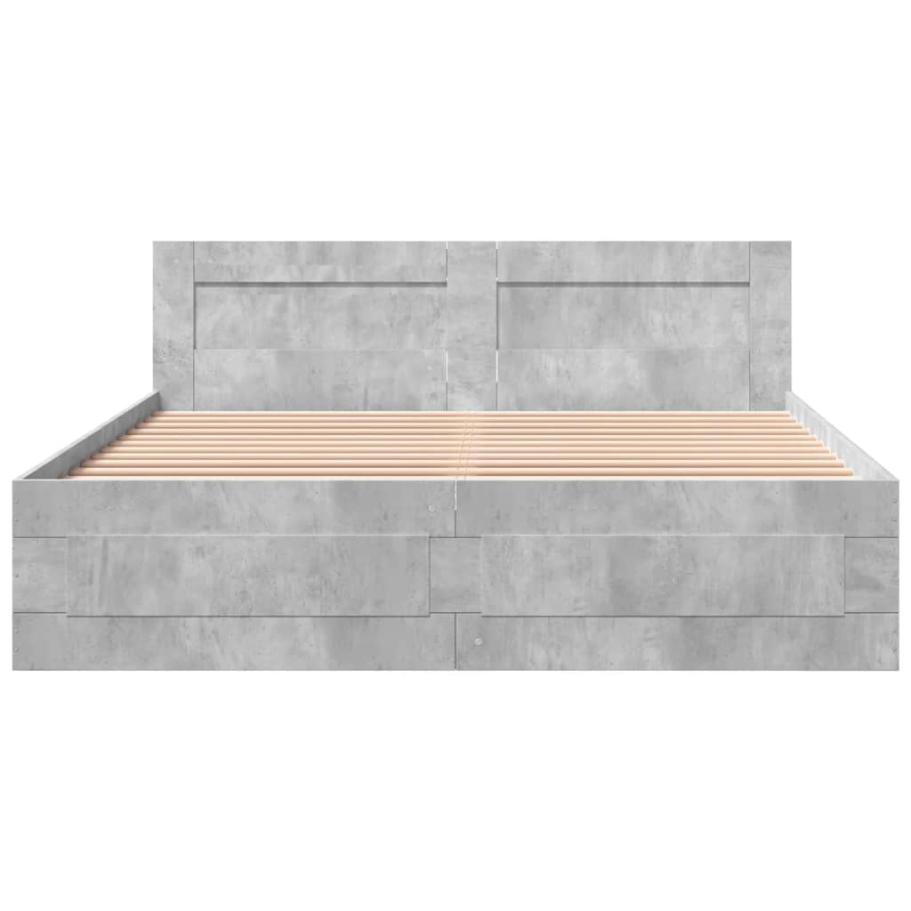 vidaXL Bed Frame with Headboard without Mattress Concrete Grey 160x200 cm