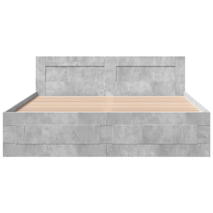vidaXL Bed Frame with Headboard without Mattress Concrete Grey 160x200 cm