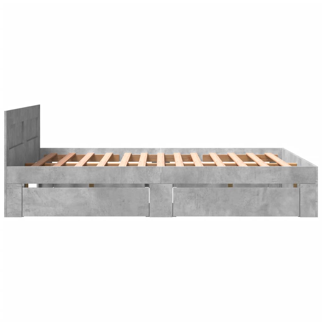 vidaXL Bed Frame with Headboard without Mattress Concrete Grey 160x200 cm