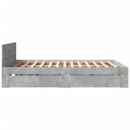 vidaXL Bed Frame with Headboard without Mattress Concrete Grey 160x200 cm