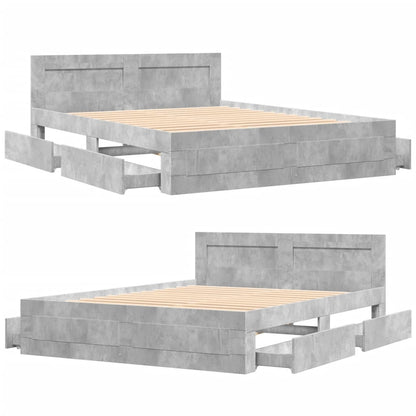 vidaXL Bed Frame with Headboard without Mattress Concrete Grey 160x200 cm
