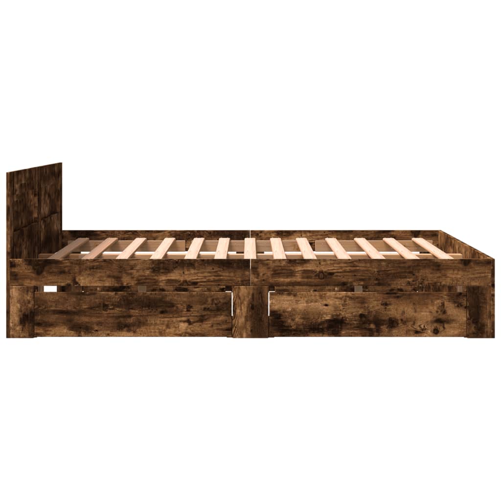 vidaXL Bed Frame with Headboard without Mattress Smoked Oak 160x200 cm