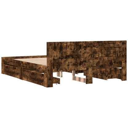 vidaXL Bed Frame with Headboard without Mattress Smoked Oak 160x200 cm