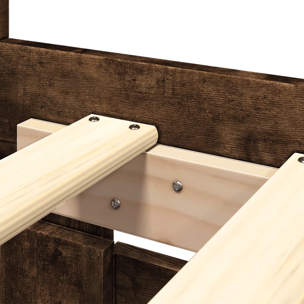 vidaXL Bed Frame with Headboard without Mattress Smoked Oak 160x200 cm