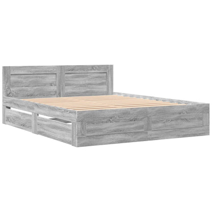 vidaXL Bed Frame with Headboard without Mattress Grey Sonoma 160x200 cm