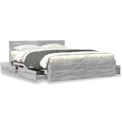 vidaXL Bed Frame with Headboard without Mattress Grey Sonoma 160x200 cm