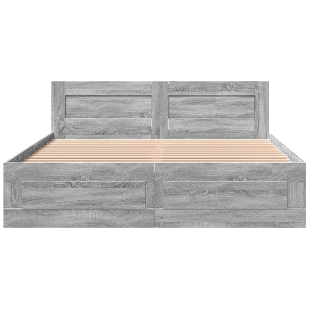 vidaXL Bed Frame with Headboard without Mattress Grey Sonoma 160x200 cm