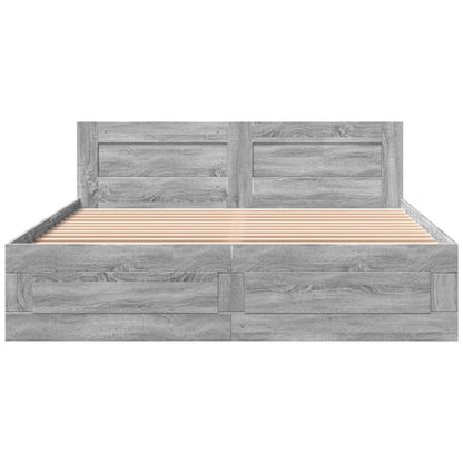 vidaXL Bed Frame with Headboard without Mattress Grey Sonoma 160x200 cm