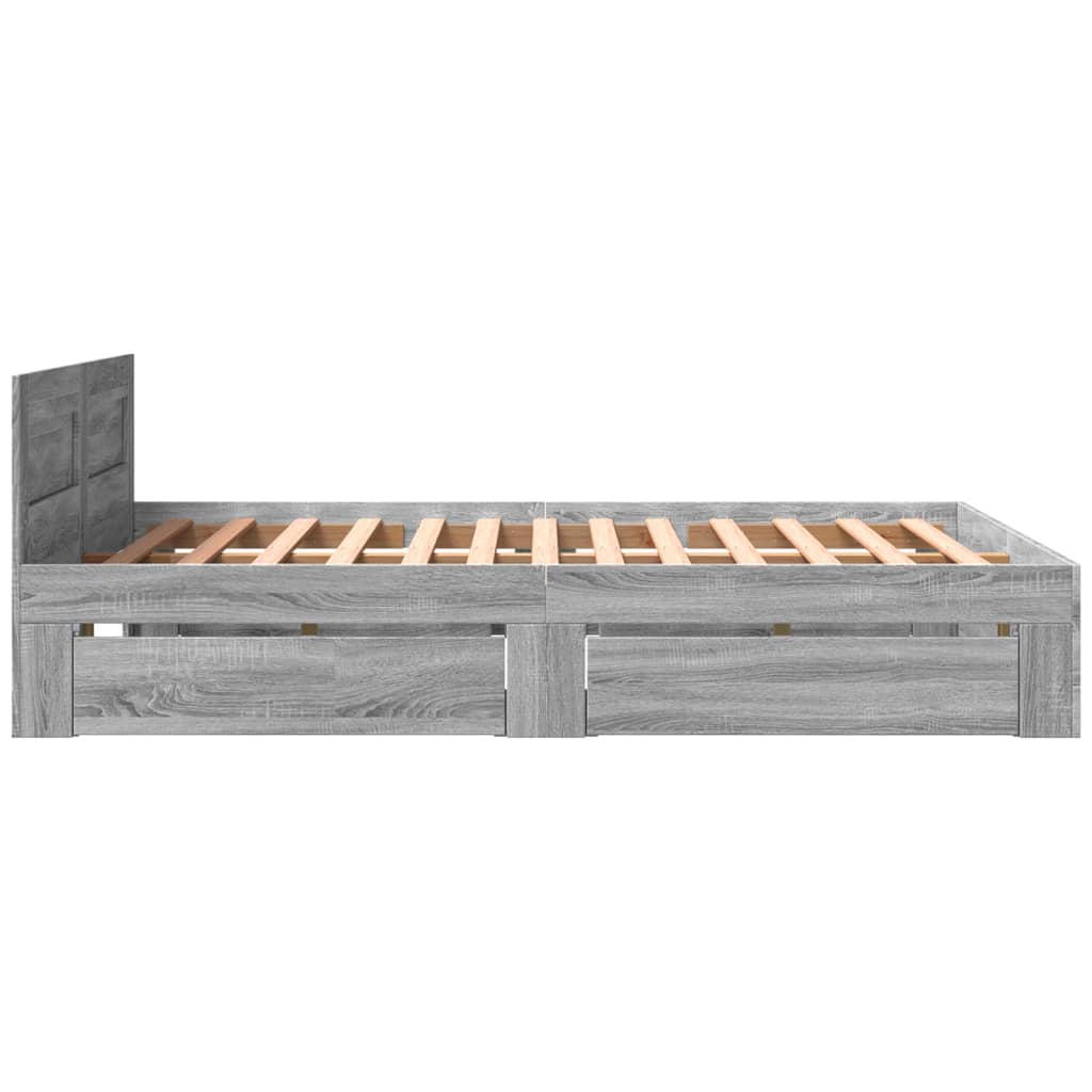 vidaXL Bed Frame with Headboard without Mattress Grey Sonoma 160x200 cm