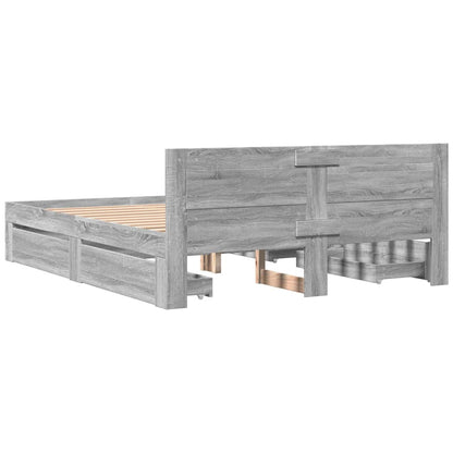 vidaXL Bed Frame with Headboard without Mattress Grey Sonoma 160x200 cm