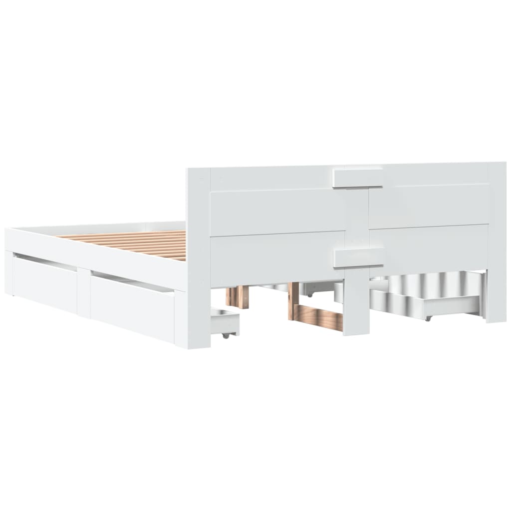 vidaXL Bed Frame with Headboard without Mattress White 150x200 cm King Size