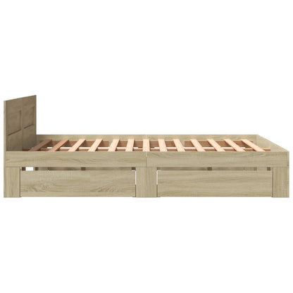 vidaXL Bed Frame with Headboard without Mattress Sonoma Oak 150x200 cm King Size