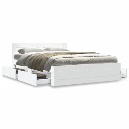 vidaXL Bed Frame with Headboard without Mattress White 140x200 cm