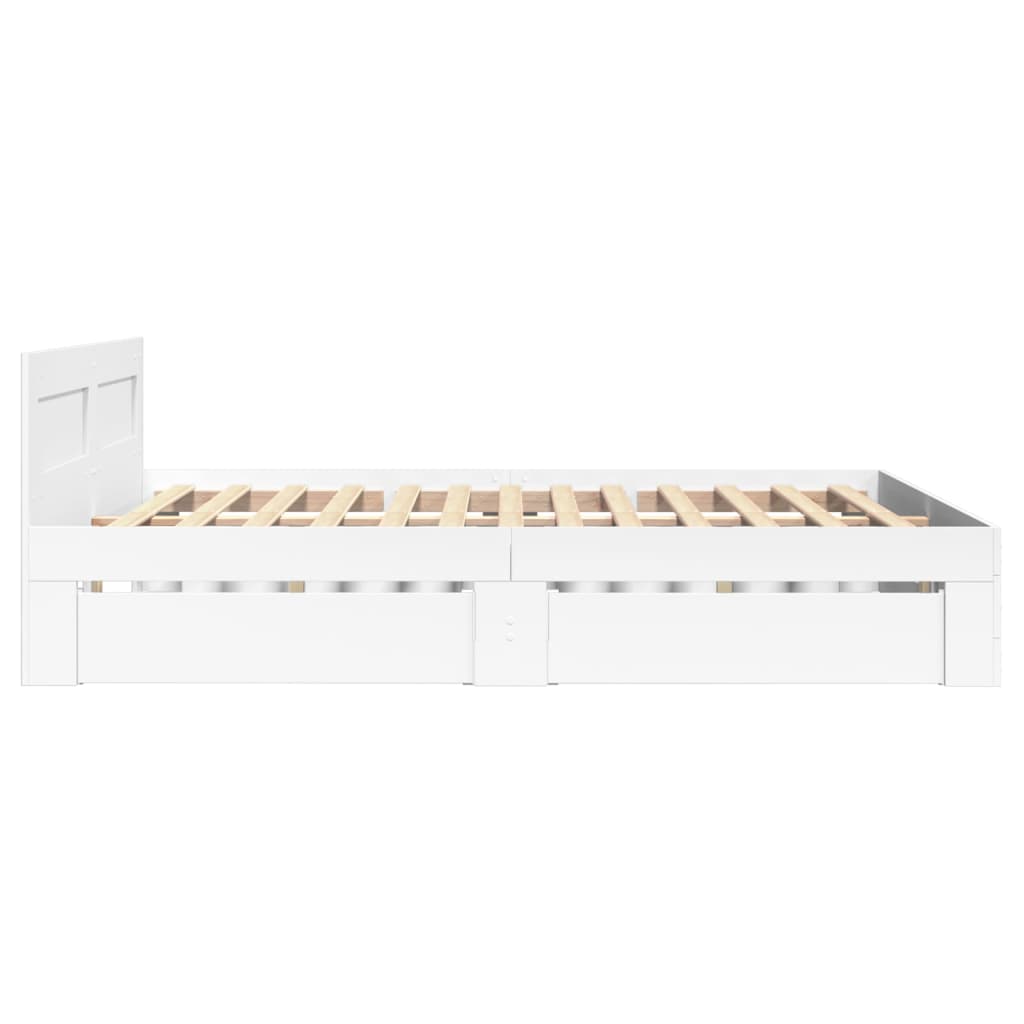 vidaXL Bed Frame with Headboard without Mattress White 140x200 cm