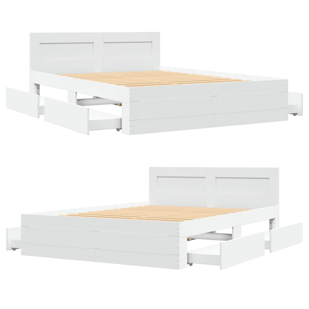 vidaXL Bed Frame with Headboard without Mattress White 140x200 cm