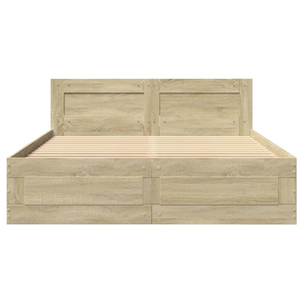 vidaXL Bed Frame with Headboard without Mattress Sonoma Oak 140x200 cm