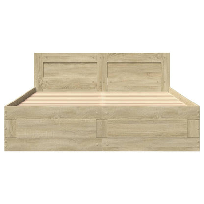 vidaXL Bed Frame with Headboard without Mattress Sonoma Oak 140x200 cm