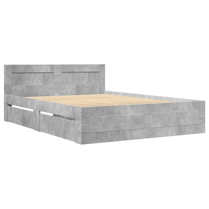 vidaXL Bed Frame with Headboard without Mattress Concrete Grey 140x200 cm