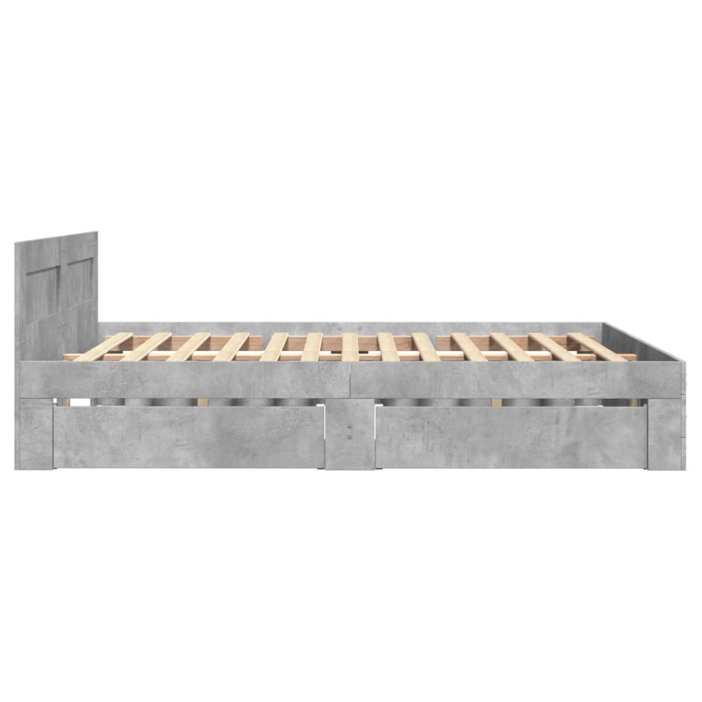 vidaXL Bed Frame with Headboard without Mattress Concrete Grey 140x200 cm
