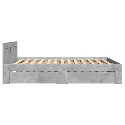 vidaXL Bed Frame with Headboard without Mattress Concrete Grey 140x200 cm
